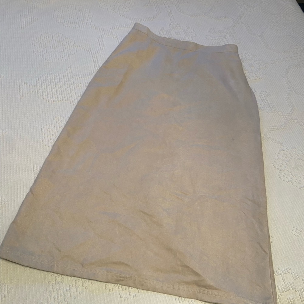 Chico’s Design Size 1 Tan Faux Suede A-Line Skirt